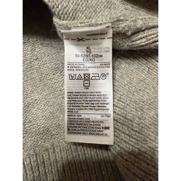 Gap Sweater Mens XL Gray Fair Isle Crew Neck Merino Wool Blend Pullover Casual - Picture 5 of 7